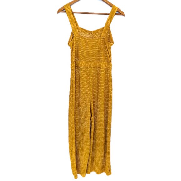 Mango | Cropped Wide Leg Polka Dot Jumpsuit in Mustard Yellow | Size Small - Picture 6 of 10